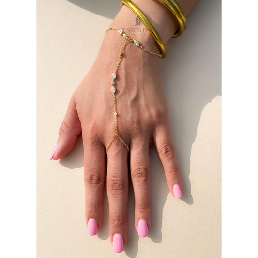 Silver Hand Chain Bridal Handchain Bracelet Silver Sahmaran Finger Bracelet Dainty HandChain Bracelet Bezel CZ stone Handchain bezel pear cz