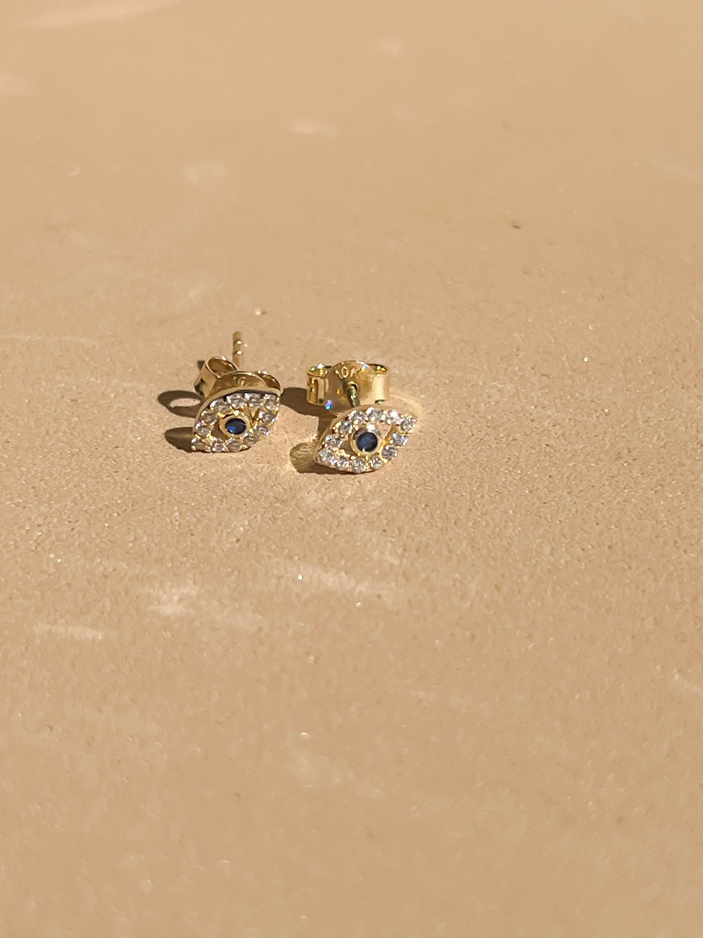 Dainty 10k gold evil eye stud