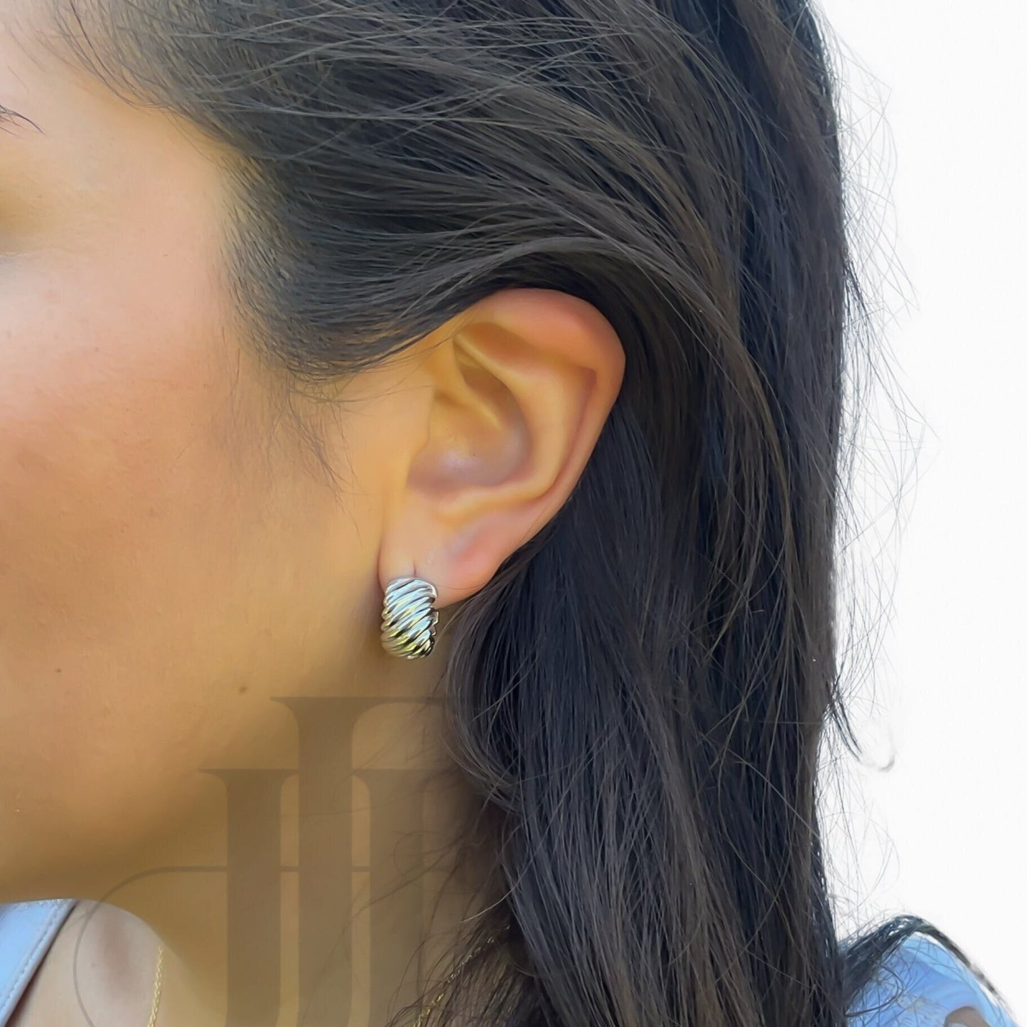 Cable rope sterling silver hoop earrings croissant hoop earrings unique hoop earrings gift for friend gold statement hoop earrings trendy