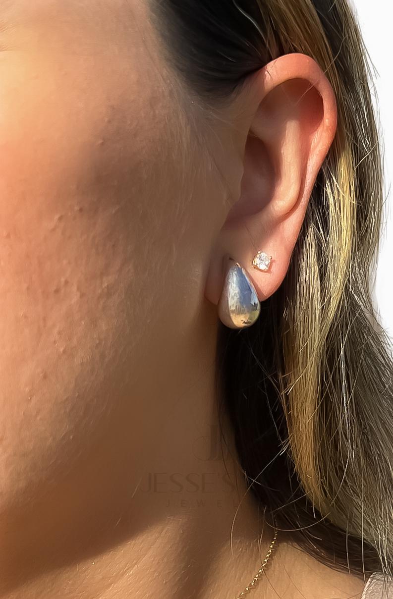 Silver Waterdrop earring large teardrop earring statement mini statement earring gift for her large puff teardrop silver small waterdrop