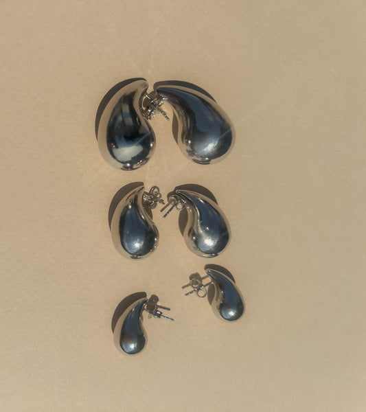 Silver Waterdrop earring large teardrop earring statement mini statement earring gift for her large puff teardrop silver small waterdrop