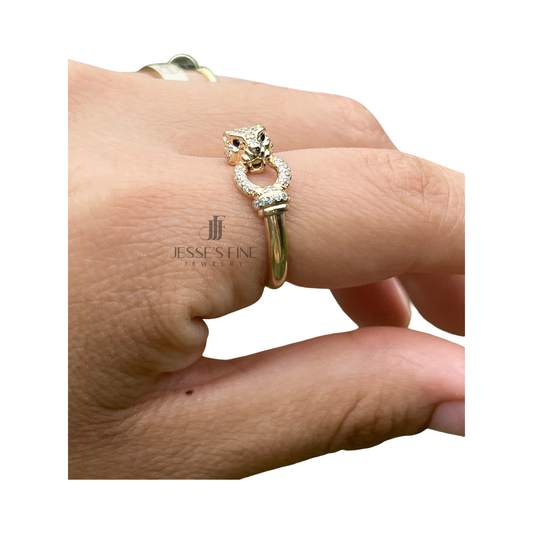 Panthere head gold ring jaguar gold panther ring jewelry for animal lover gift for her leopard ring Panthere gold band ring animal head ring