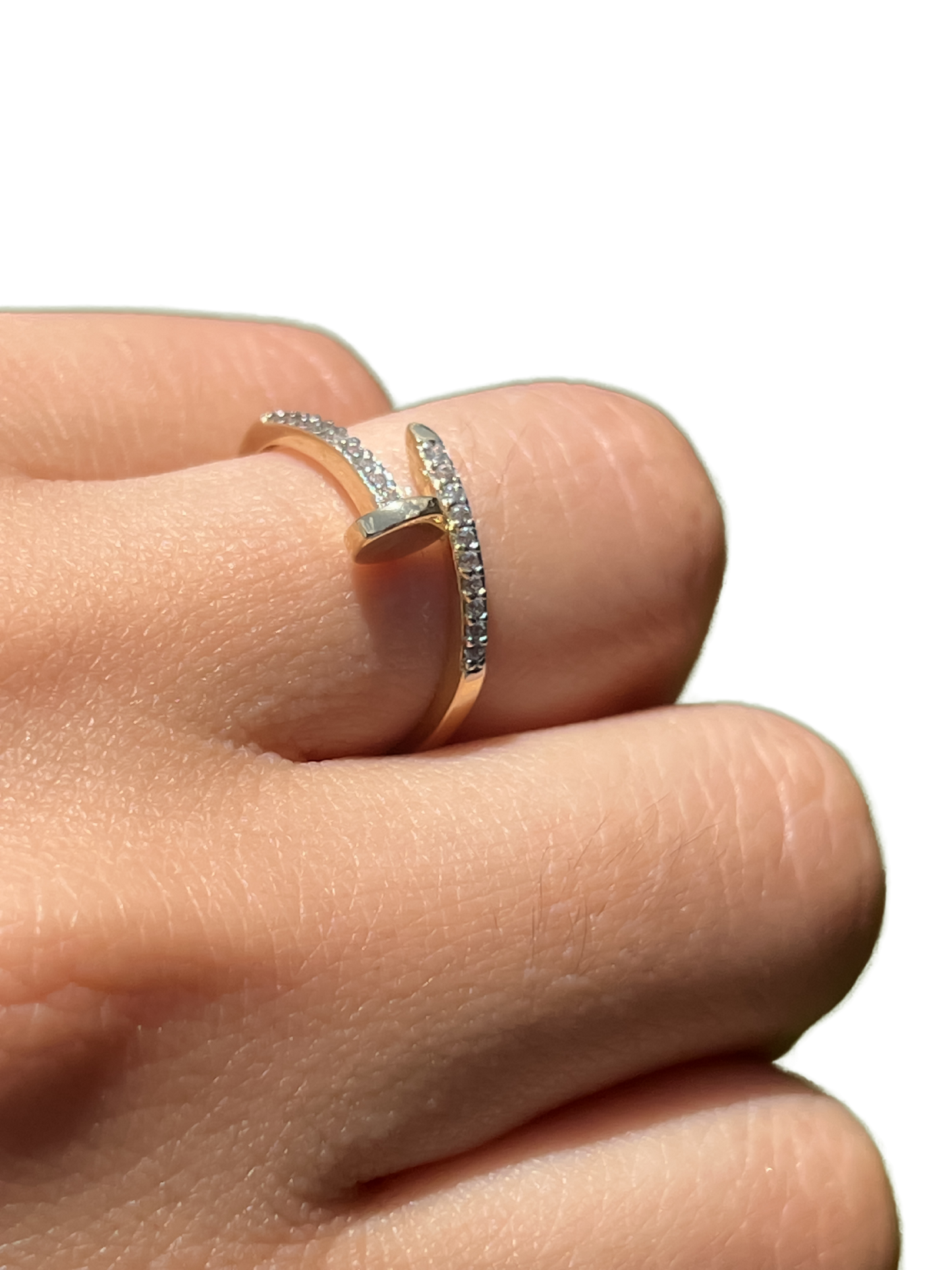 Dainty 14k gold nail shaped ring