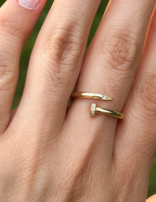 Dainty 14k gold nail inspired ring