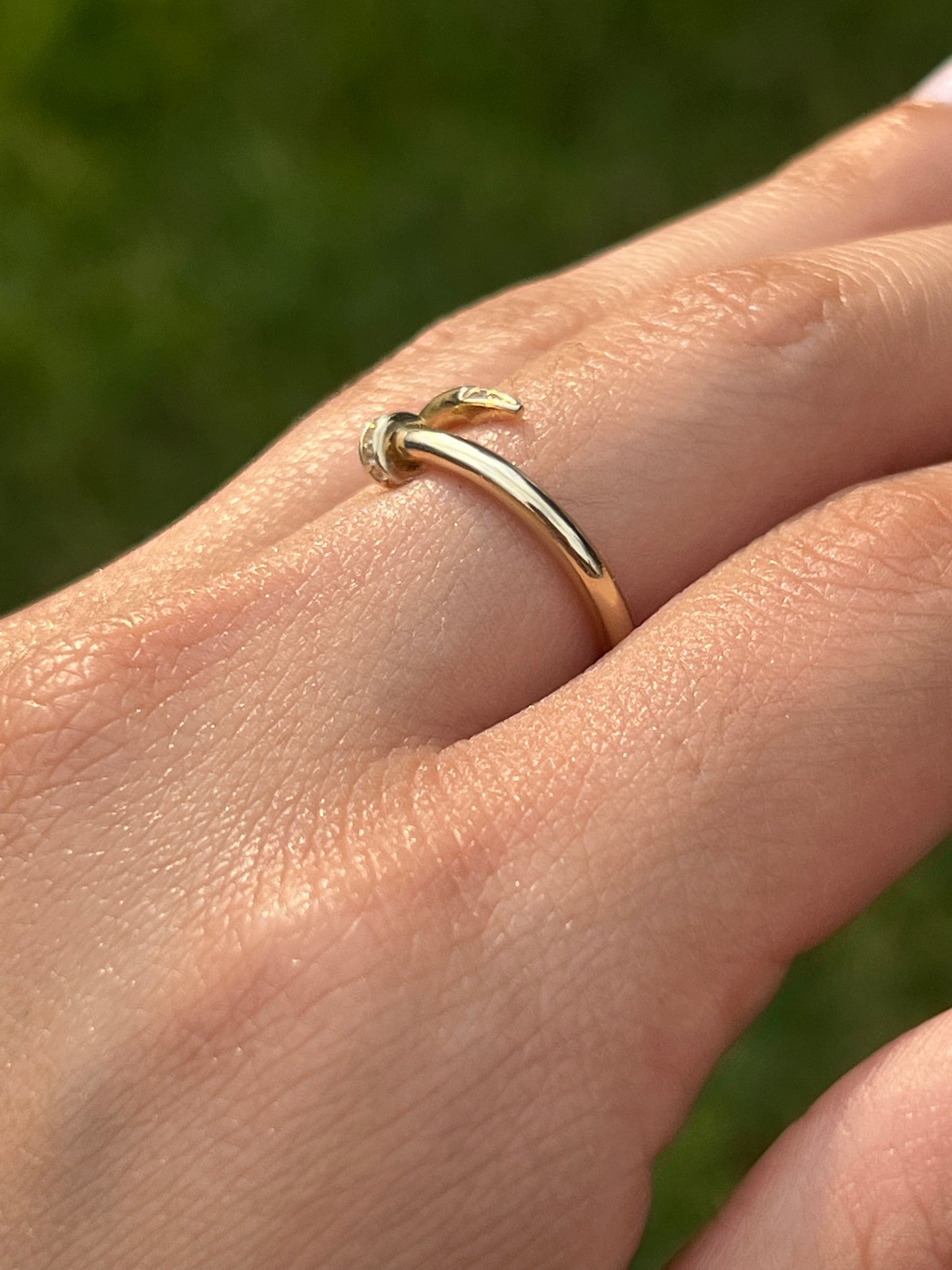 Dainty 14k gold nail inspired ring