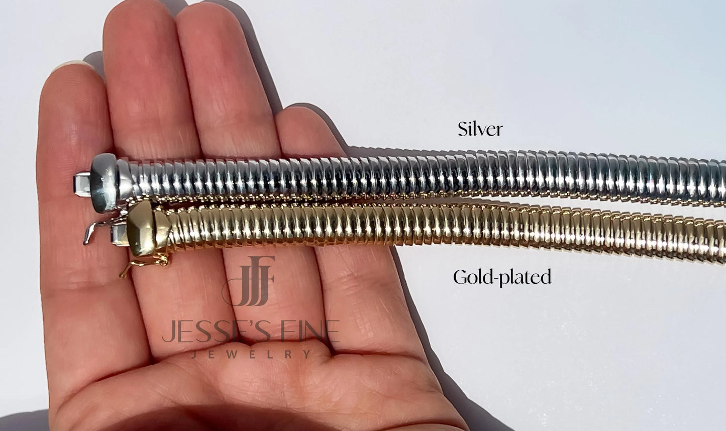 Silver Tubogas Bracelet Sterling Silver Statement Bold Wide Cuff Bangle Flexible Silver Bracelet Everyday ribbed bracelet